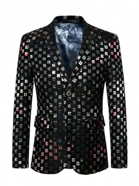 Vogue Party-Blazer Met Qaulity-Print Heren