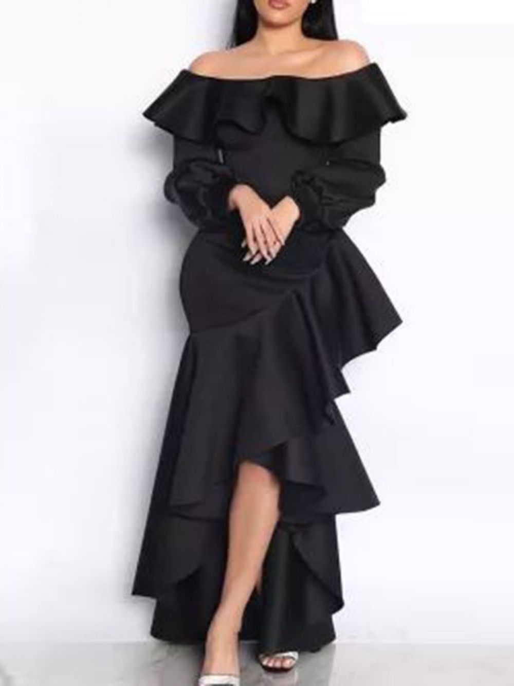 Asymmetrische Off-Shoulder Vloerlengte Asymmetrische Westerse Maxi-Jurk