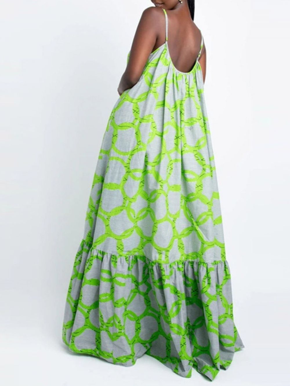 Mouwloze Maxi-Jurk Met V-Hals Tot De Grond Met Bloemenprint