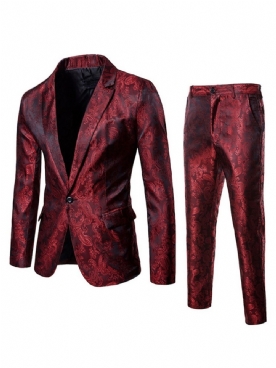 Bedrukte Blazer En Broek Casual Kostuums Heren