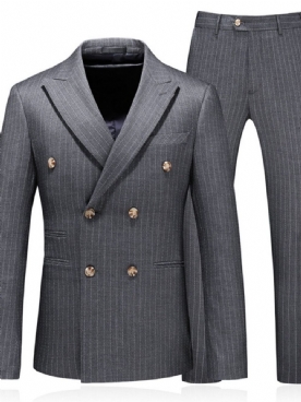 Blazer Double-Breasted Gestreept Jurkkostuum