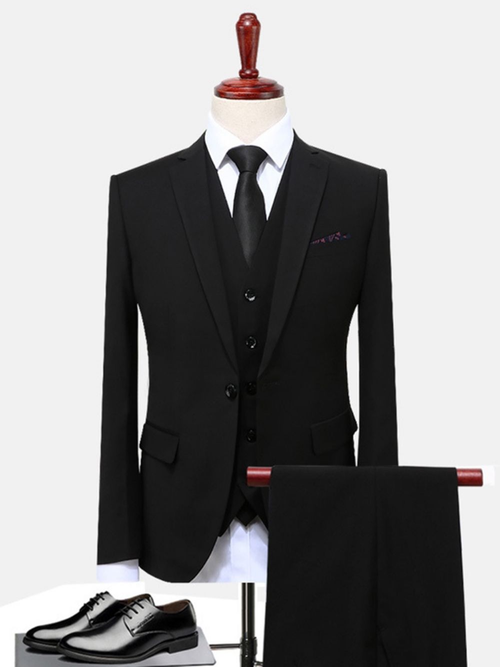 Effen Klassiek 3-Delig Business Suit Blazer Broekvest Heren