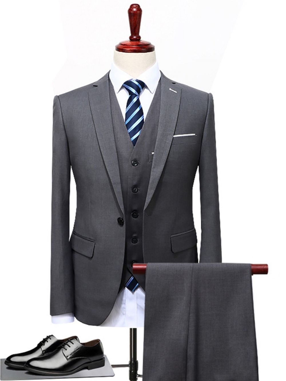 Effen Klassiek 3-Delig Business Suit Blazer Broekvest Heren