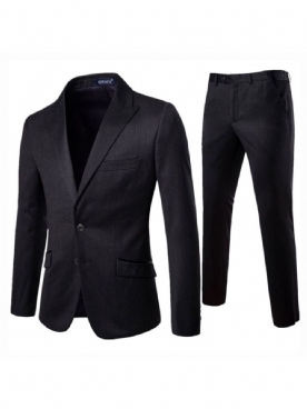 Effen Single-Breasted Blazer 2-Delig Herenkostuum