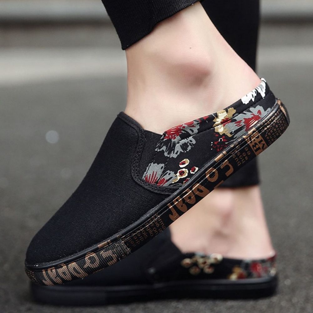 Herenschoenen Met Instappers En Ronde Neus Print