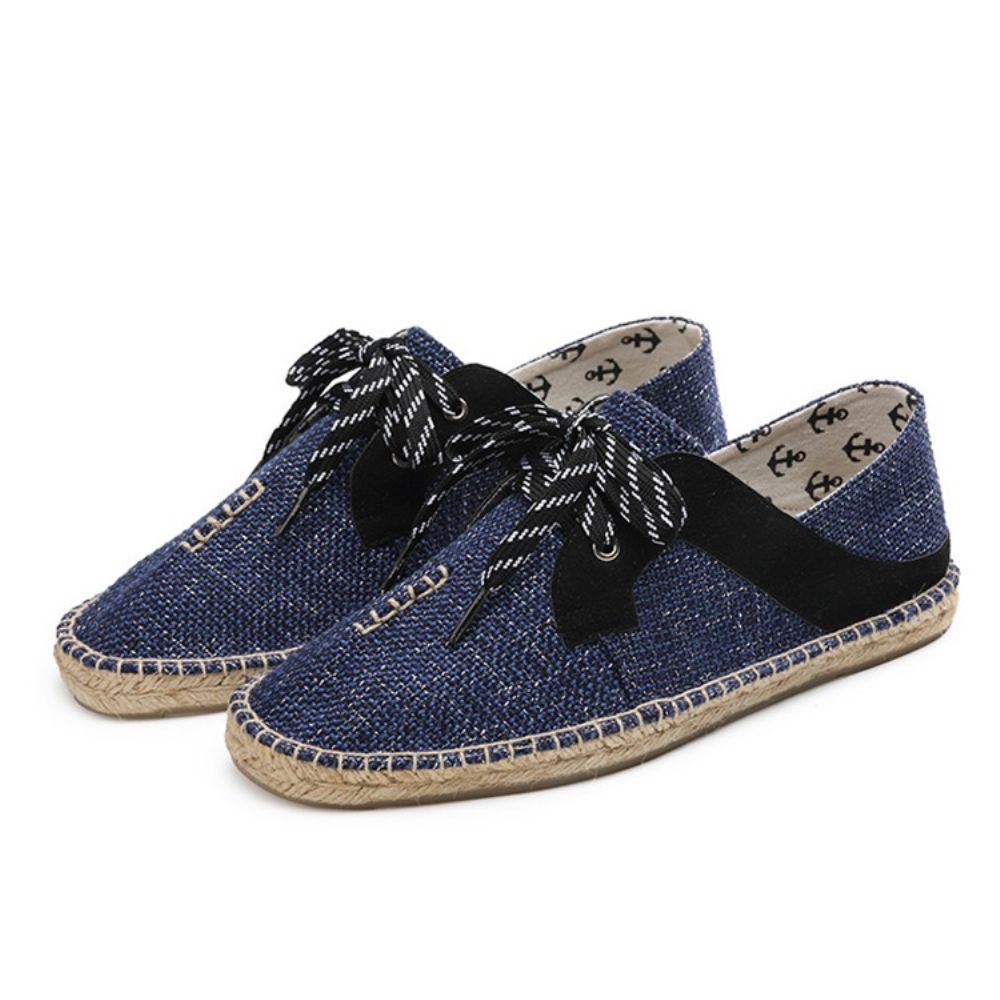 Platte Hak Patchwork Veterschoenen Ronde Neus Dunne Schoenen