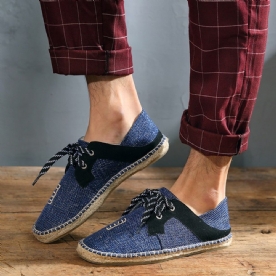 Platte Hak Patchwork Veterschoenen Ronde Neus Dunne Schoenen