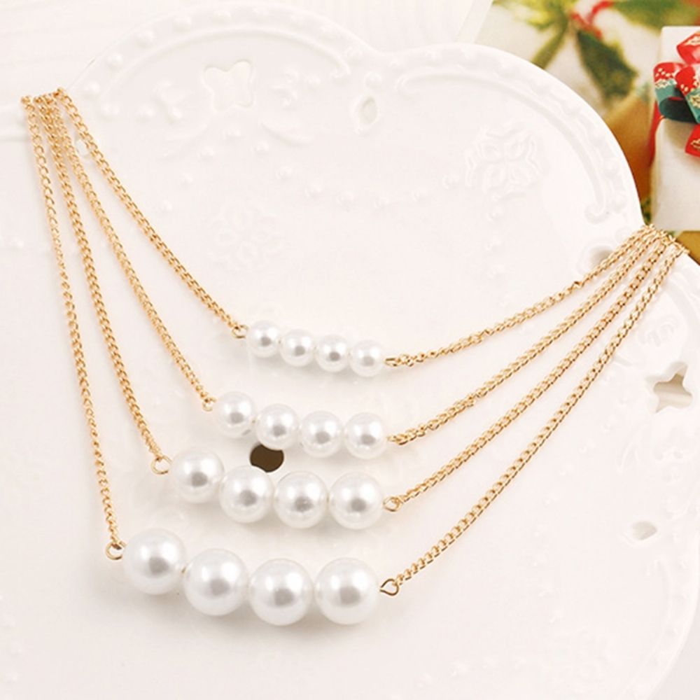 Hot Multilayer Parel Hanger Charm Necklace