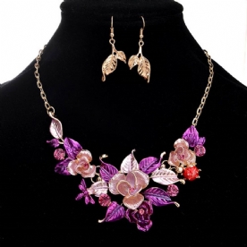 Sieradenset Met Ultraviolette Bloemen Dames