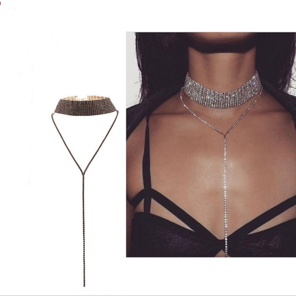 Sprankelende Volledige Strass Choker Ketting