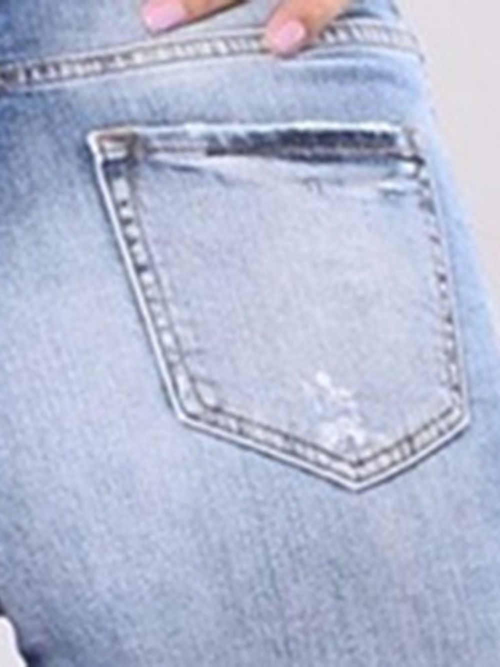 Effen Gescheurde Wasbare Slanke Jeans