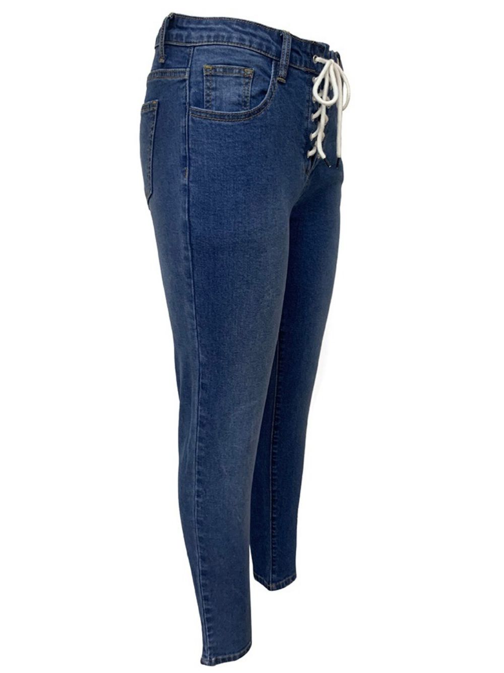 Effen Kokerbroek Met Veters Skinny Jeans Met Veters