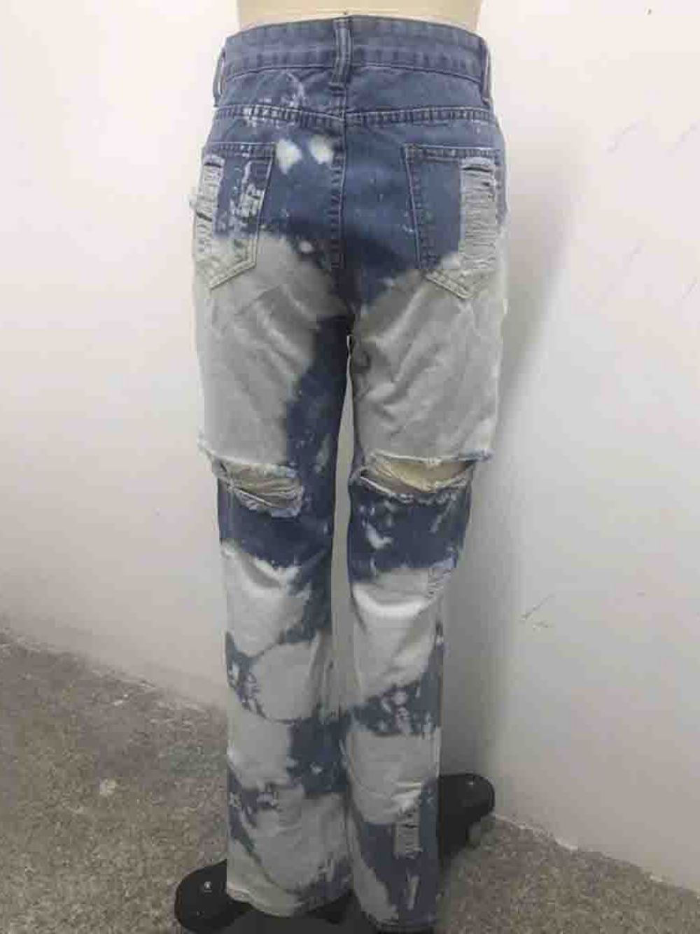 Gat Rechte Losse Hoge Taille Jeans