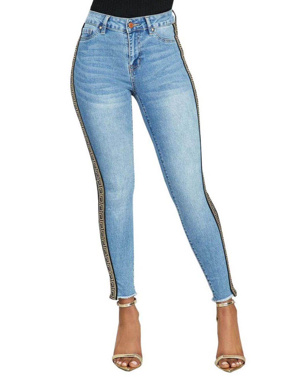 Potloodbroek Met Print Geometrische Skinny Jeans Met Hoge Taille Dames