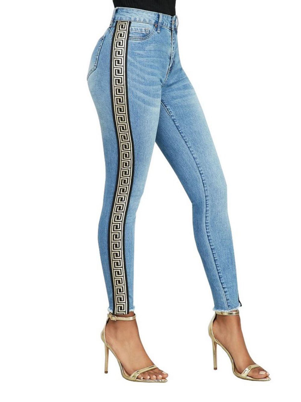 Potloodbroek Met Print Geometrische Skinny Jeans Met Hoge Taille Dames