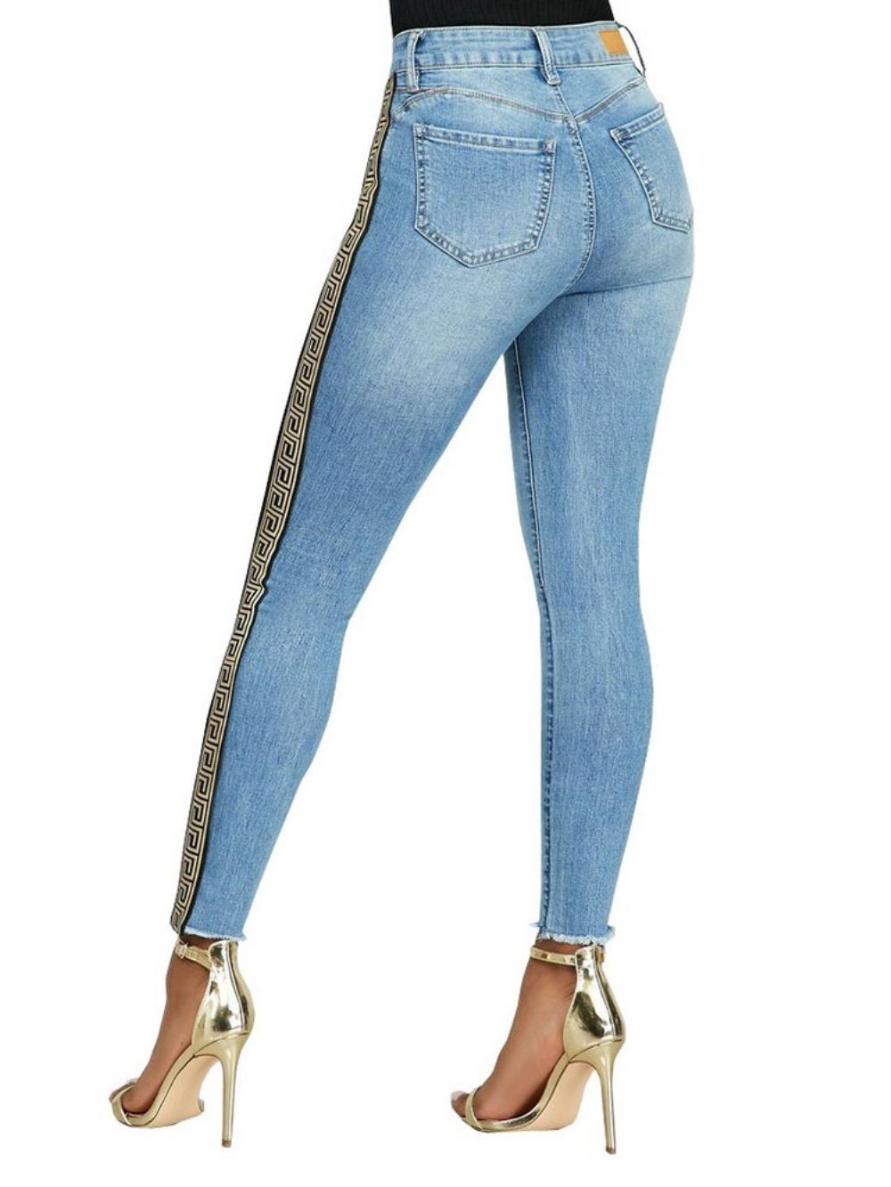 Potloodbroek Met Print Geometrische Skinny Jeans Met Hoge Taille Dames