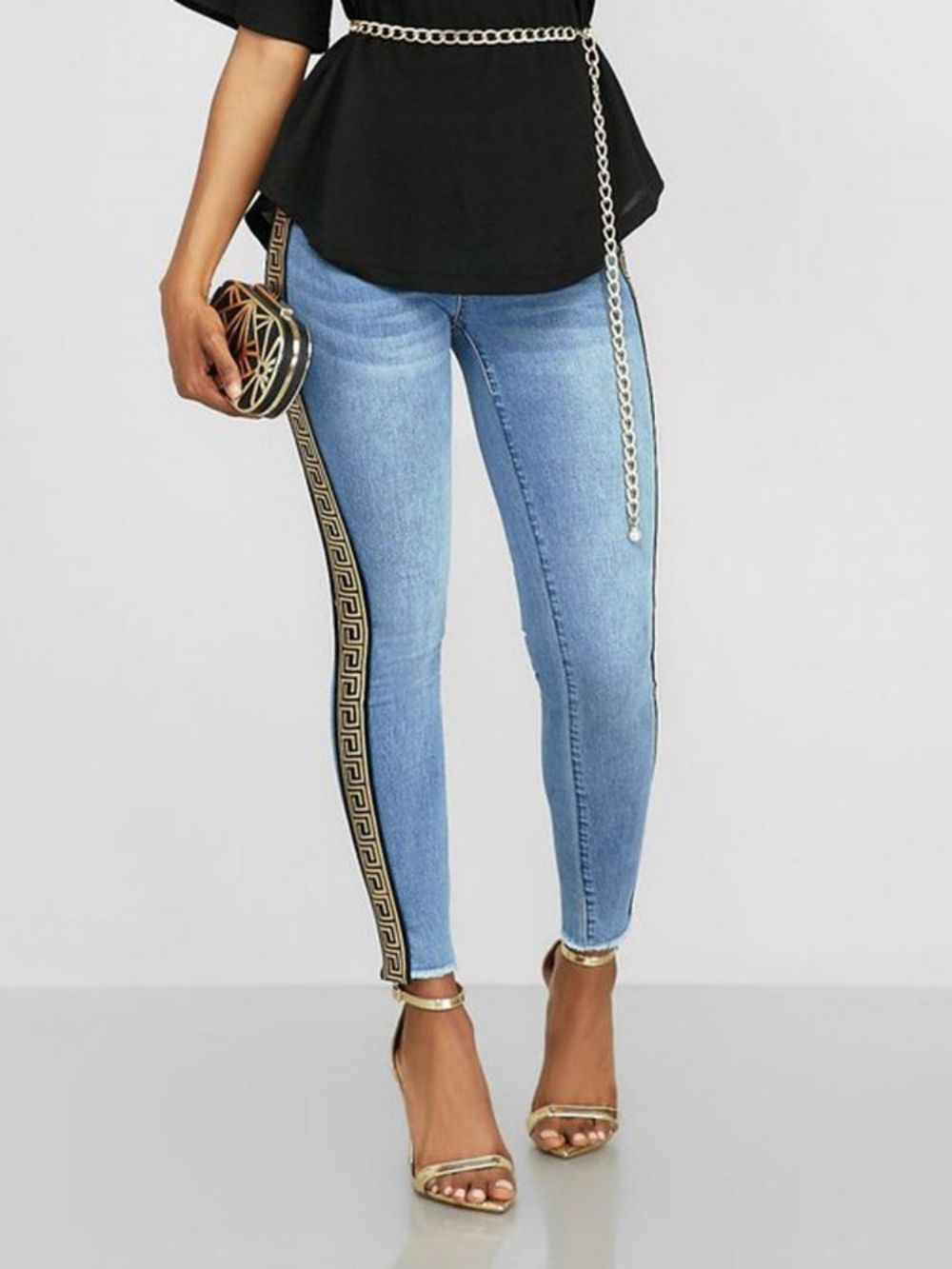 Potloodbroek Met Print Geometrische Skinny Jeans Met Hoge Taille Dames