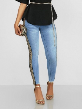 Potloodbroek Met Print Geometrische Skinny Jeans Met Hoge Taille Dames