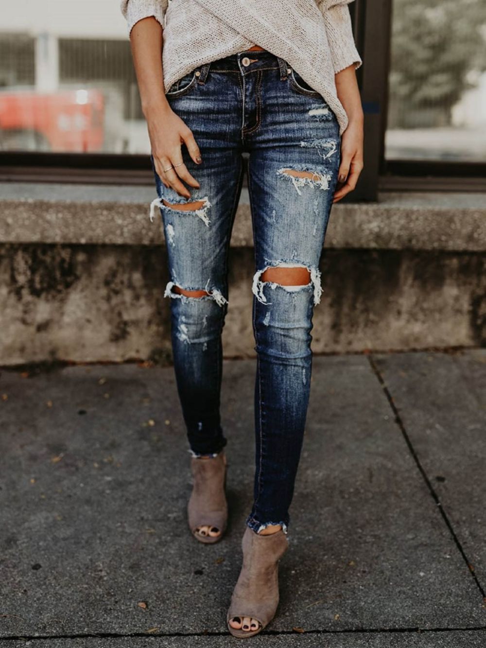 Skinny Denim Gescheurde Damesjeans