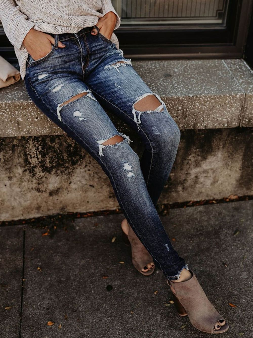 Skinny Denim Gescheurde Damesjeans