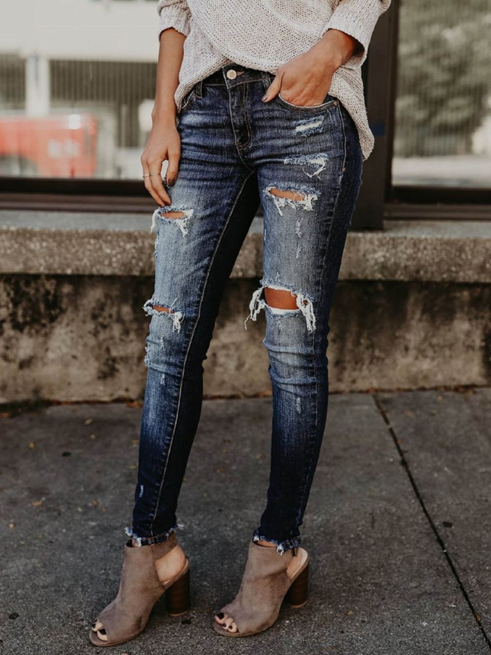 Skinny Denim Gescheurde Damesjeans