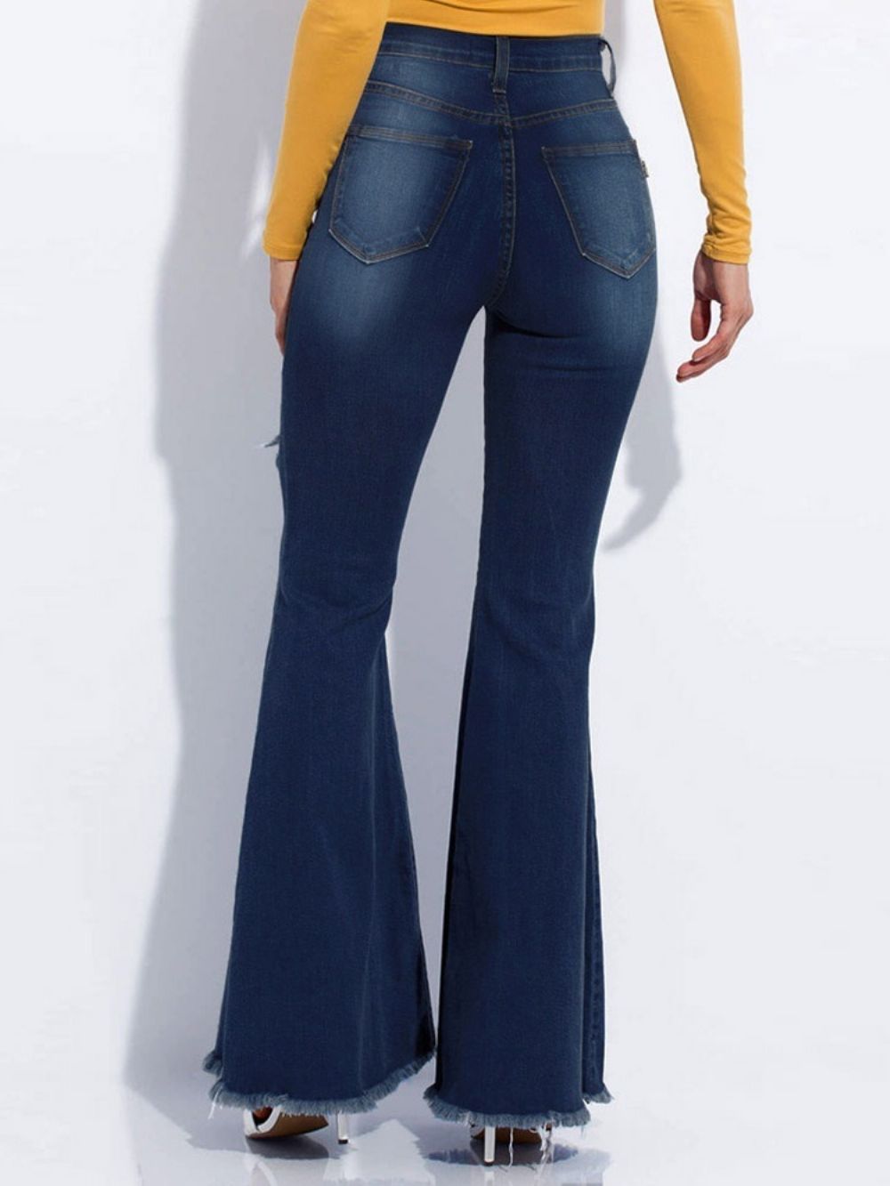 Slim Jeans Met Bellbottoms-Gaatje Met Gradiënt-Rits