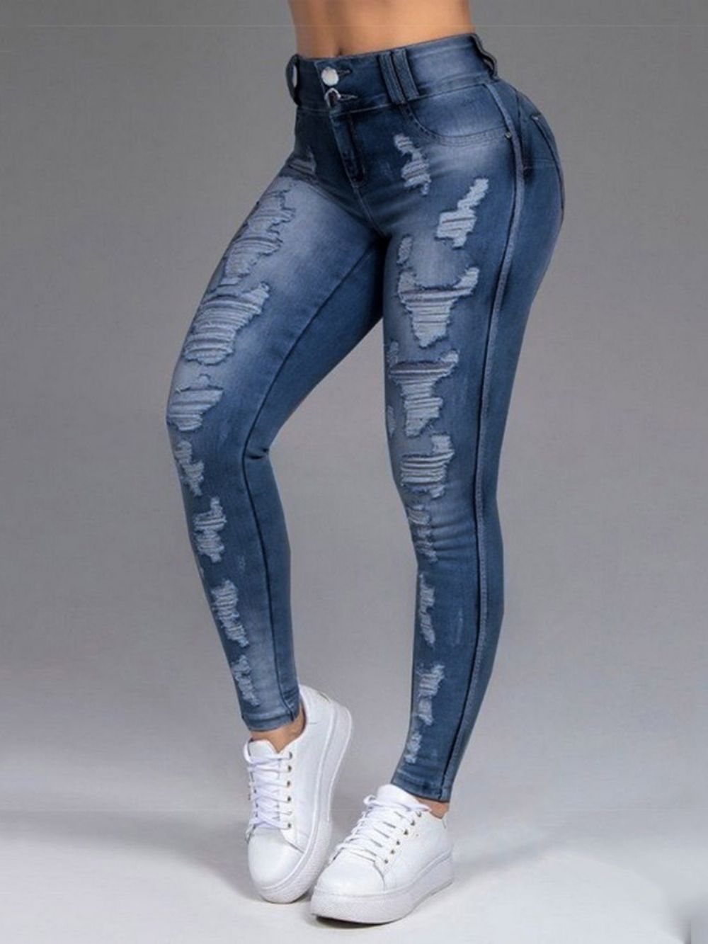 Zwart Gat Potlood Broek Skinny Jeans Met Rits