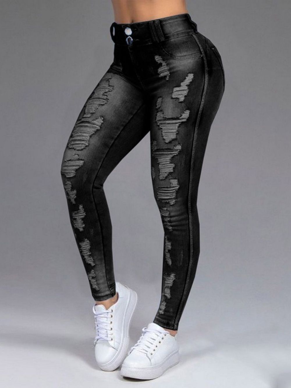 Zwart Gat Potlood Broek Skinny Jeans Met Rits