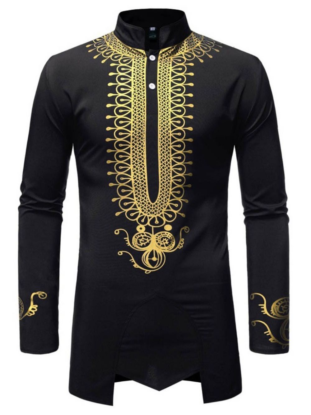 Afrikaanse Mode Dashiki Stand Kraag Heren Slim Shirt