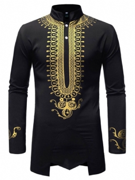 Afrikaanse Mode Dashiki Stand Kraag Heren Slim Shirt