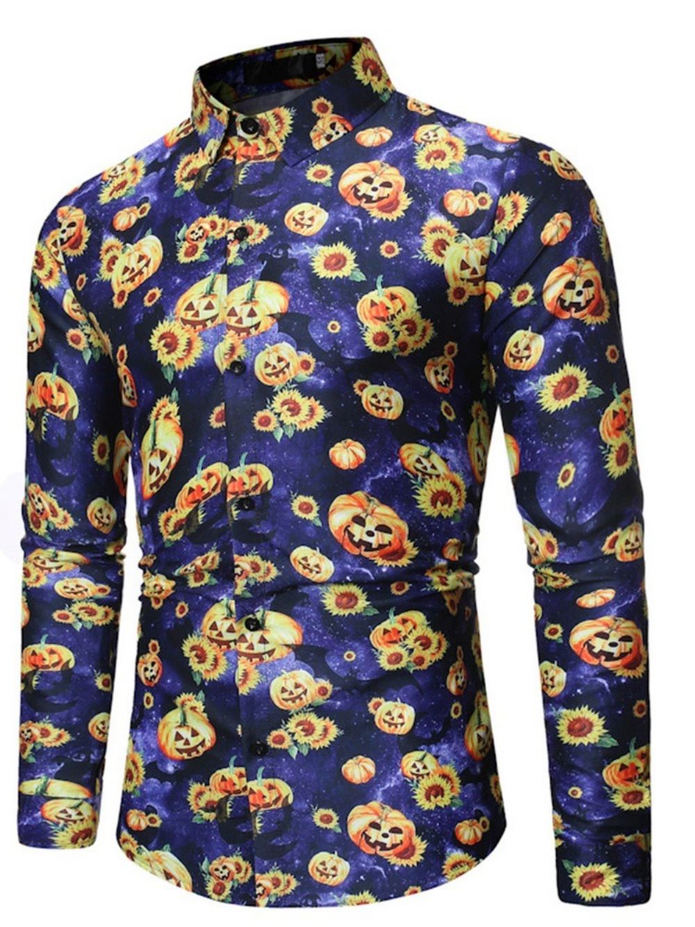 Bloemen Casual Revers Halloween Kostuum Slank Overhemd Heren