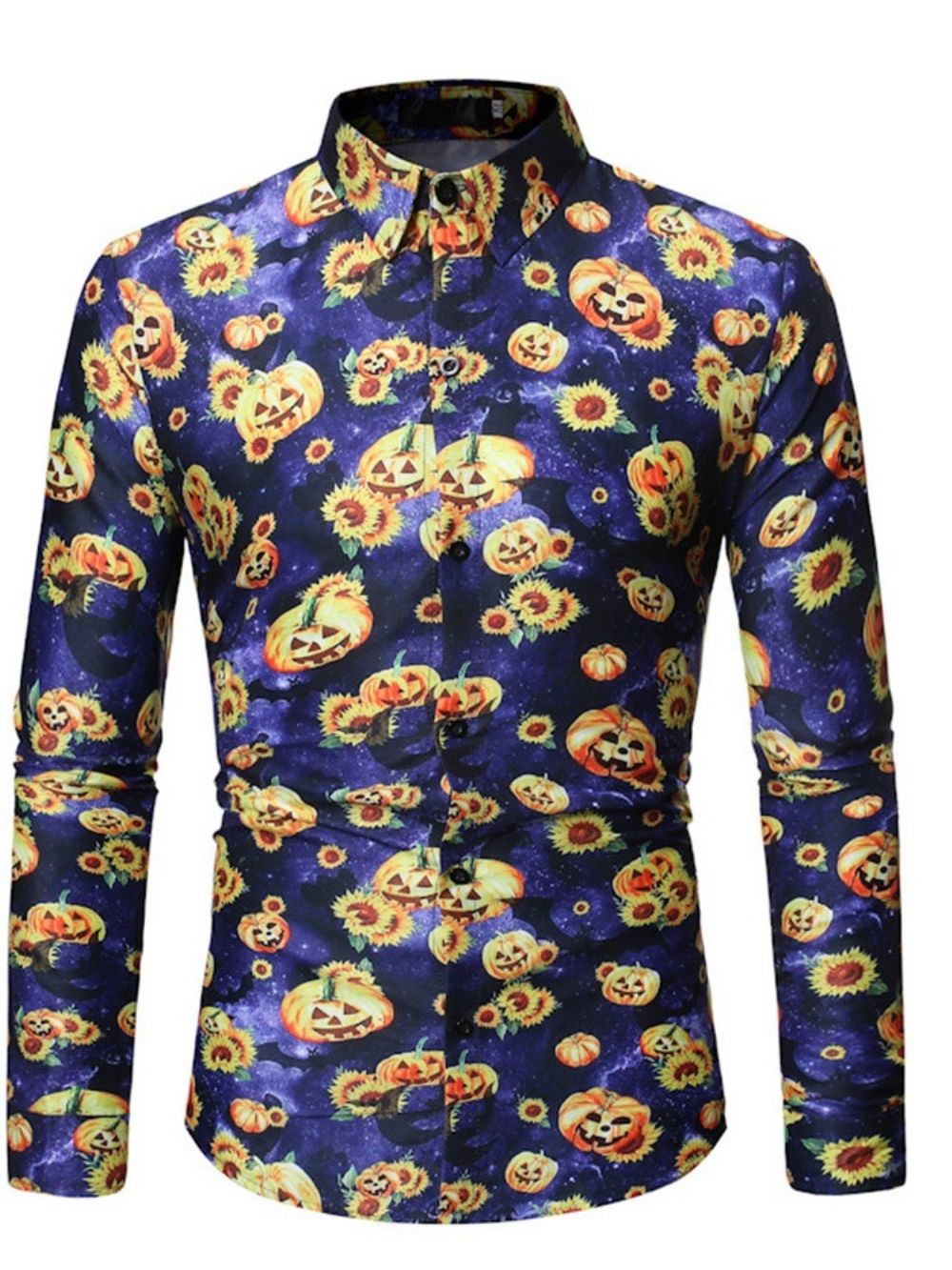 Bloemen Casual Revers Halloween Kostuum Slank Overhemd Heren