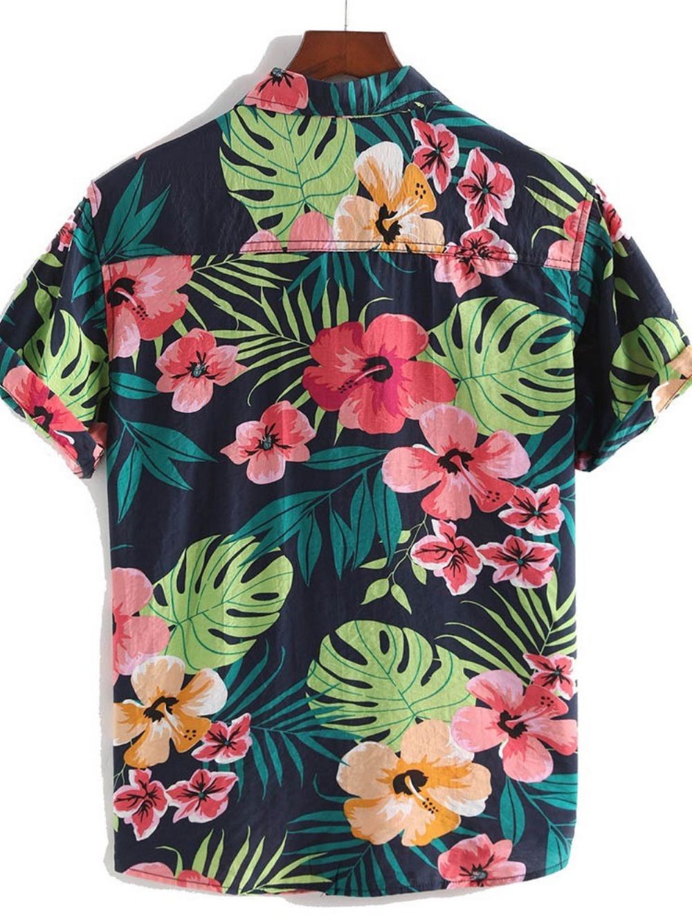 Casual Herenoverhemd Met Bloemenrevers Single-Breasted Print