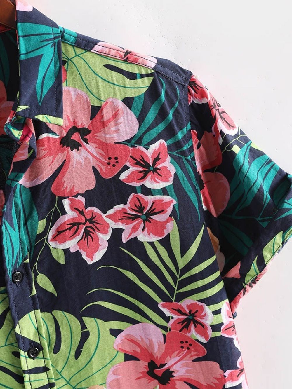 Casual Herenoverhemd Met Bloemenrevers Single-Breasted Print