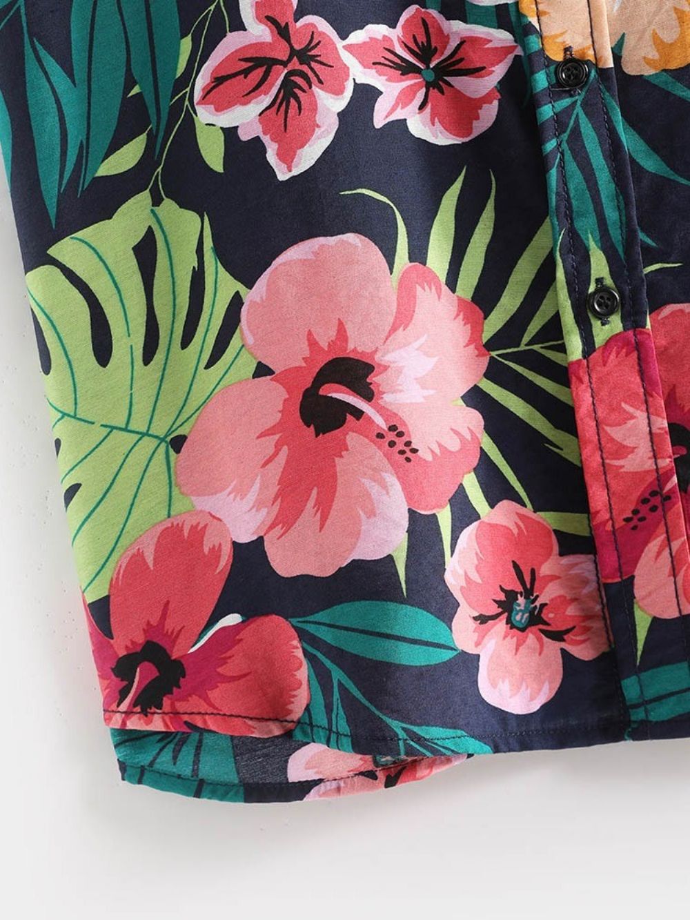 Casual Herenoverhemd Met Bloemenrevers Single-Breasted Print