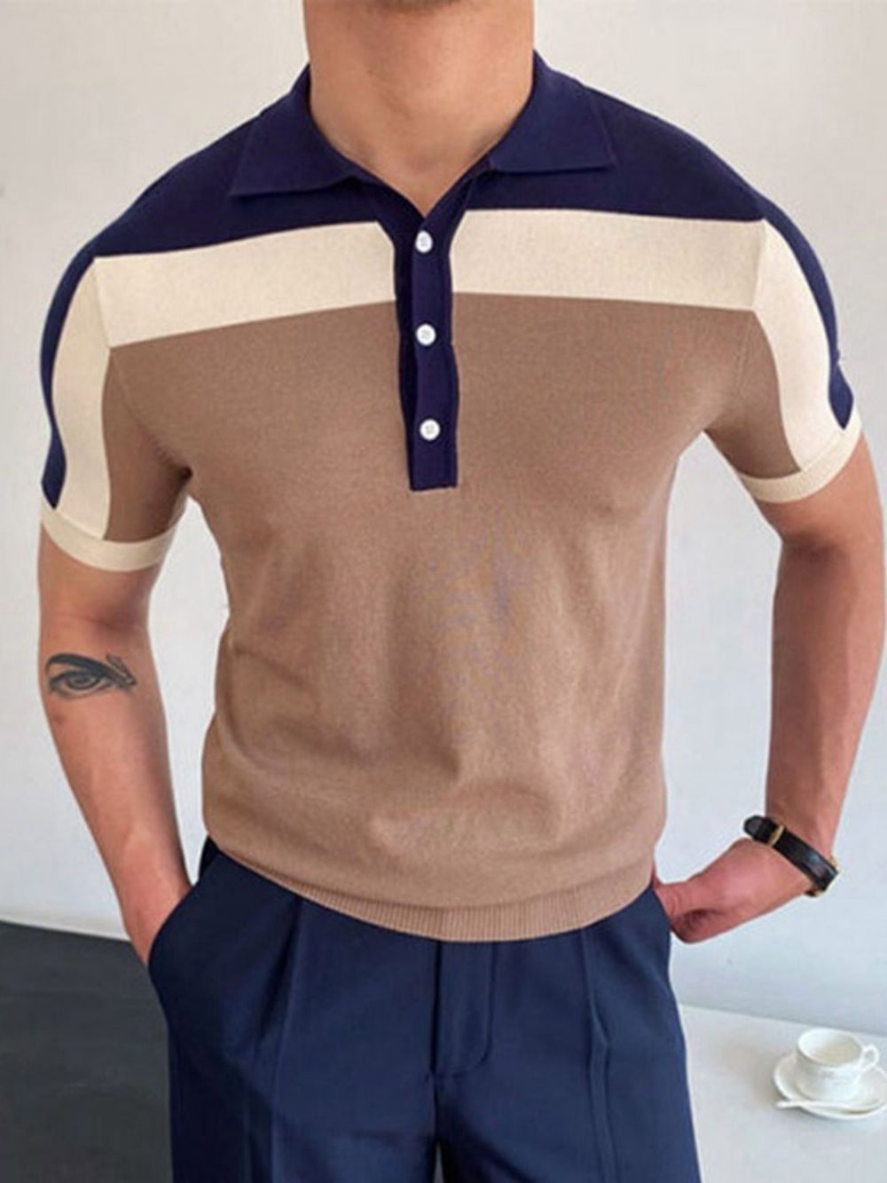 Casual Poloshirt Met Polohals En Kleurblokken