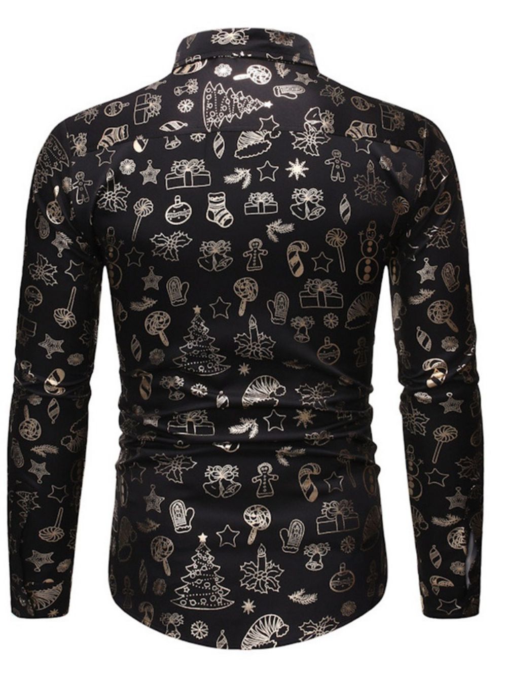 Casual Revers Single-Breasted Wintershirt Met Print