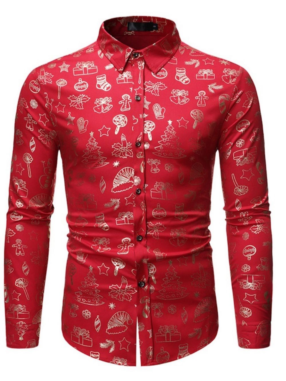 Casual Revers Single-Breasted Wintershirt Met Print