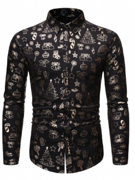 Casual Revers Single-Breasted Wintershirt Met Print