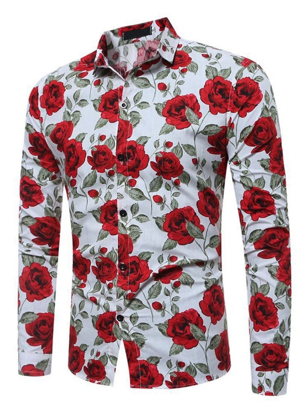 Casual Slim-Herenhemd Met Bloemenprint