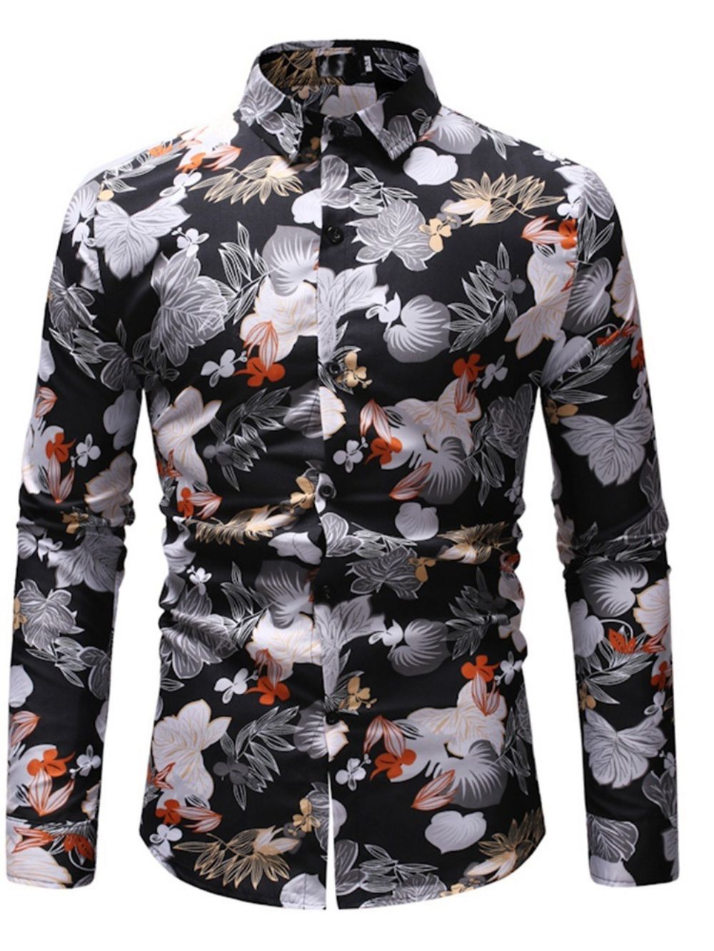 Casual Slim-Herenhemd Met Bloemenprint