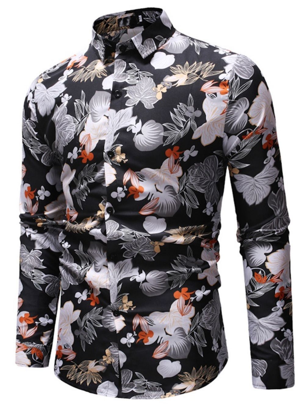 Casual Slim-Herenhemd Met Bloemenprint