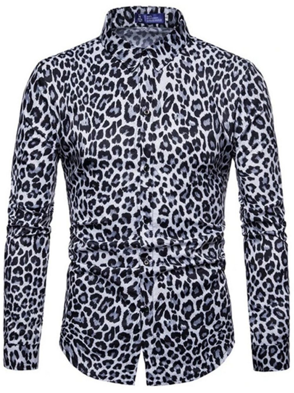 Casual Slim-Shirt Heren Met Revers En Luipaardprint