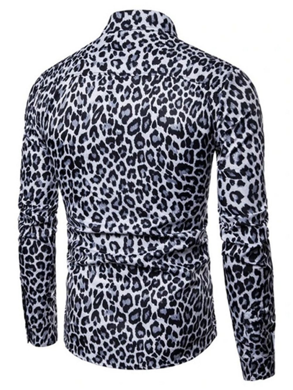 Casual Slim-Shirt Heren Met Revers En Luipaardprint