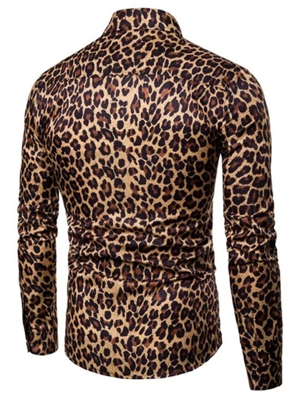 Casual Slim-Shirt Heren Met Revers En Luipaardprint