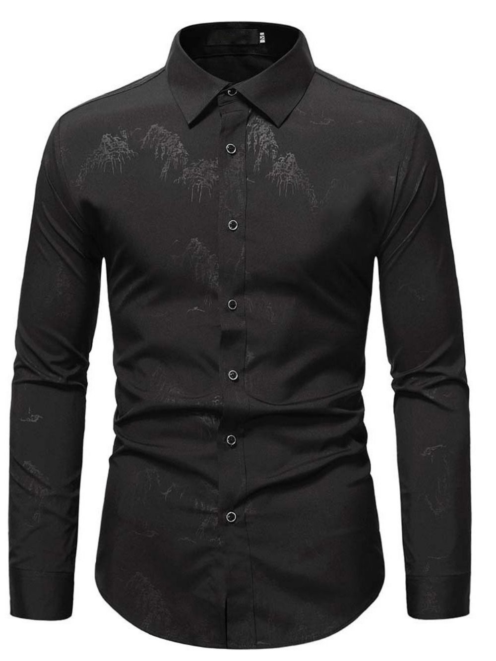 Europese Revers Print Lente Mode Slim Shirt