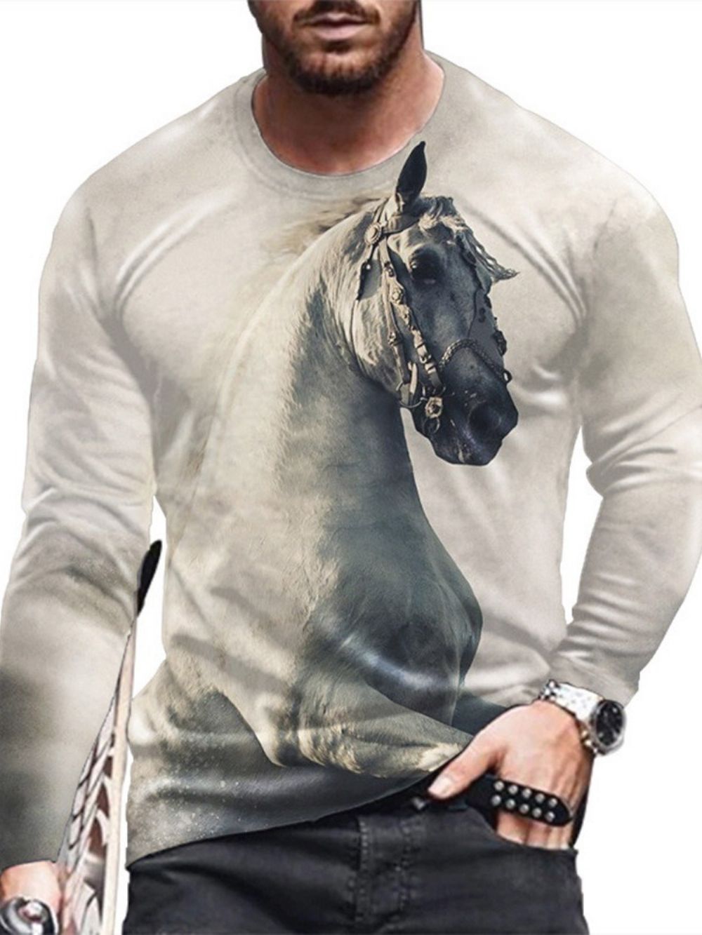 Losvallend T-Shirt Met Losse Pullover Met Dierenprint