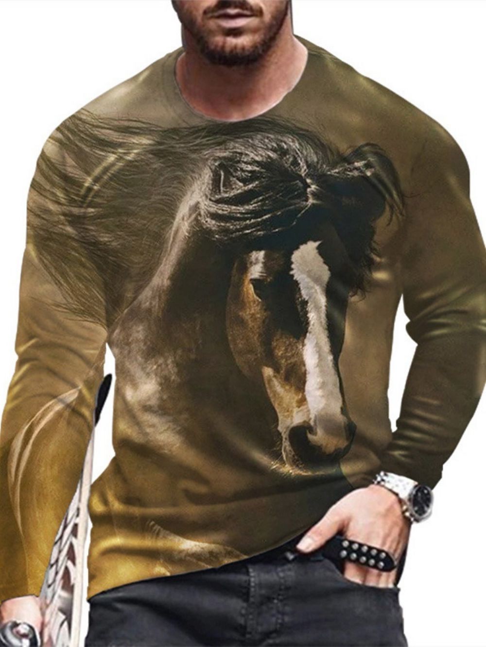 Losvallend T-Shirt Met Losse Pullover Met Dierenprint