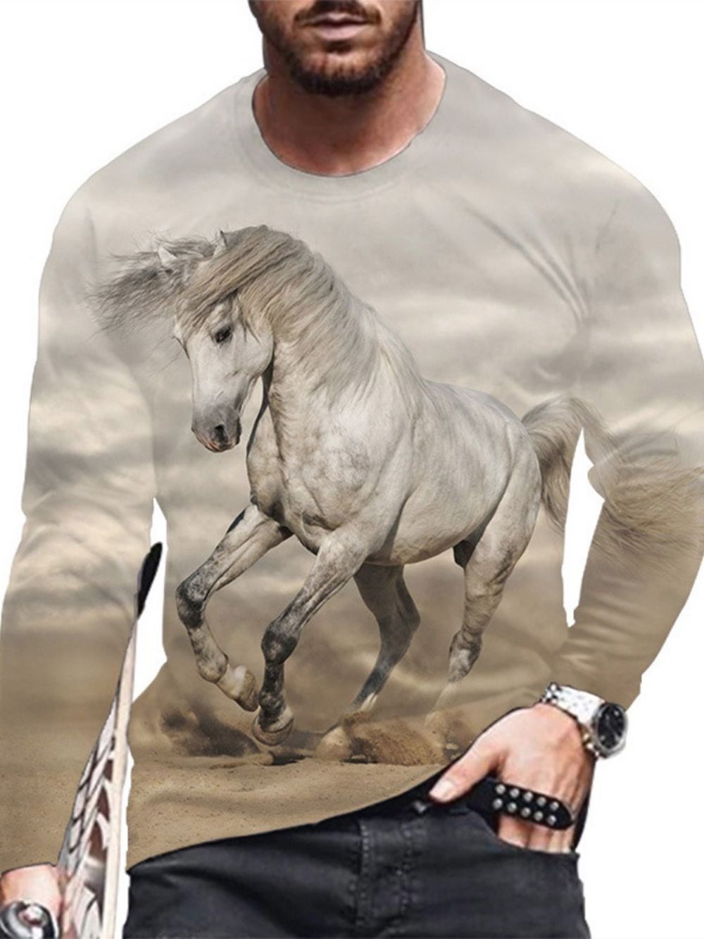 Losvallend T-Shirt Met Losse Pullover Met Dierenprint