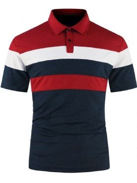 Polo Nek Kleurblok Patchwork Mode Poloshirt